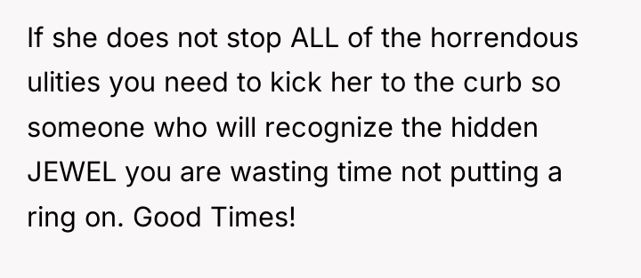 If she does not stop ALL of the horrendous ulities...
