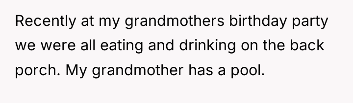 Recently at my grandmothers birthday party we were all eating...