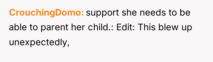 CrouchingDomo support she needs to be able to parent her...