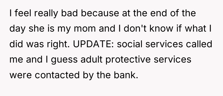 I feel really bad because at the end of the...