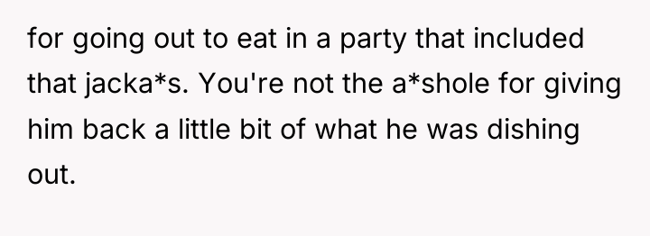 for going out to eat in a party that included...