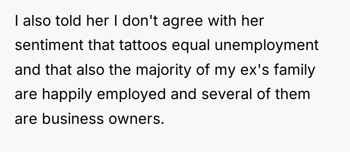 I also told her I don't agree with her sentiment...