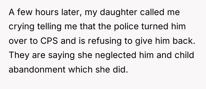 A few hours later, my daughter called me crying telling...