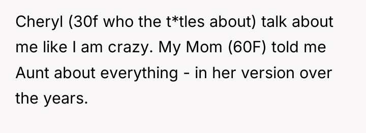 Cheryl (30f who the t*tles about) talk about me like...