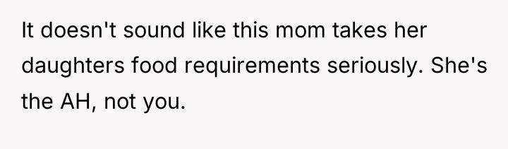 It doesn't sound like this mom takes her daughters food...