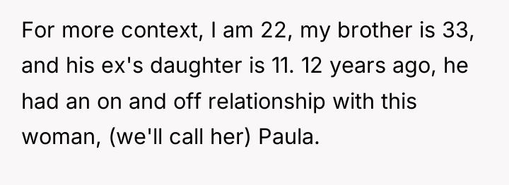 For more context, I am 22, my brother is 33,...