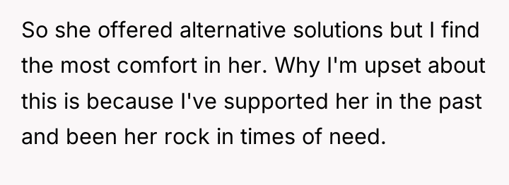 So she offered alternative solutions but I find the most...