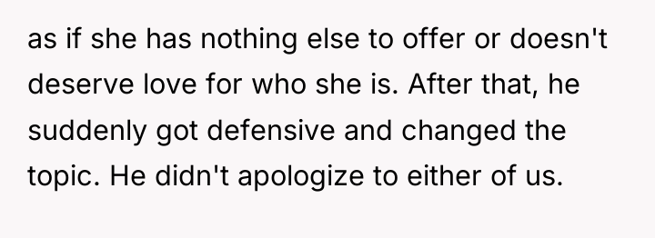 as if she has nothing else to offer or doesn't...