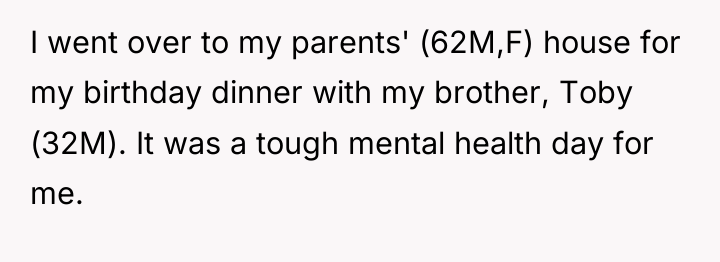 I went over to my parents' (62M,F) house for my...