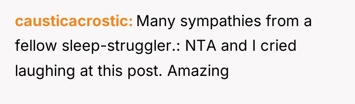 causticacrostic Many sympathies from a fellow sleep-struggler.: NTA and I...