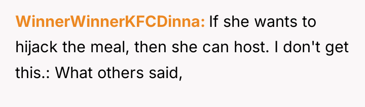 WinnerWinnerKFCDinna If she wants to hijack the meal, then she...