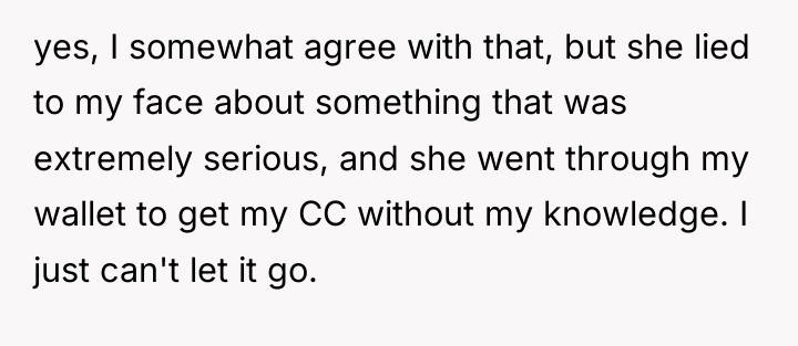 yes, I somewhat agree with that, but she lied to...