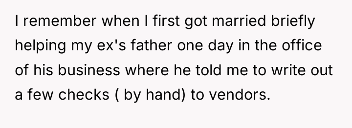 I remember when I first got married briefly helping my...