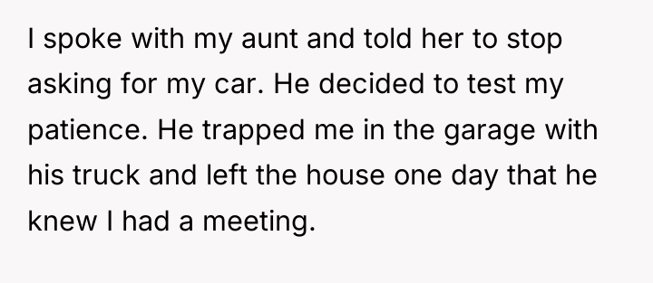I spoke with my aunt and told her to stop...