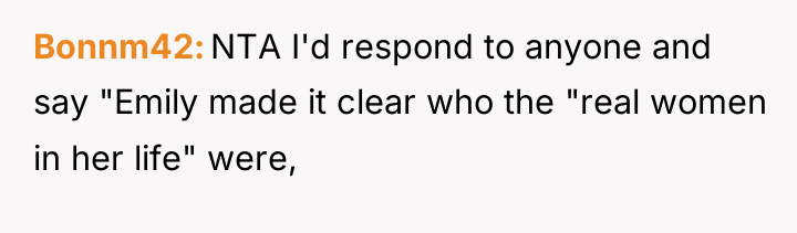 Bonnm42 NTA I'd respond to anyone and say "Emily made...