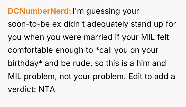 DCNumberNerd I'm guessing your soon-to-be ex didn't adequately stand up...