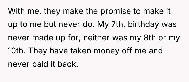 With me, they make the promise to make it up...