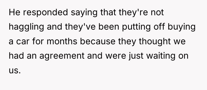 He responded saying that they're not haggling and they've been...