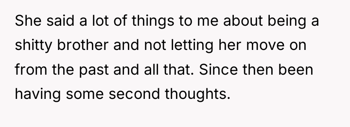 She said a lot of things to me about being...