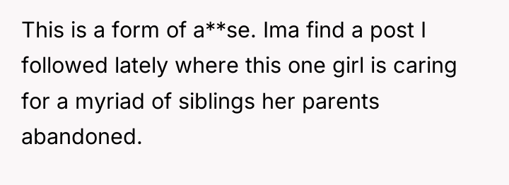 This is a form of a**se. Ima find a post...
