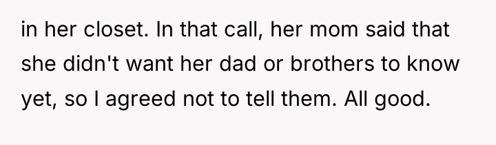 in her closet. In that call, her mom said that...