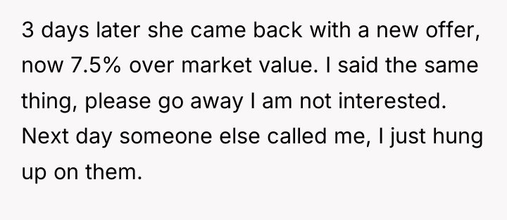3 days later she came back with a new offer,...