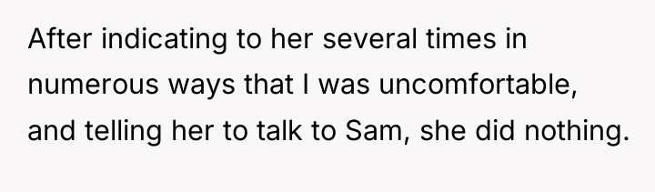After indicating to her several times in numerous ways that...
