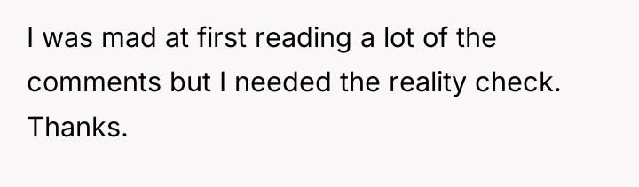 I was mad at first reading a lot of the...