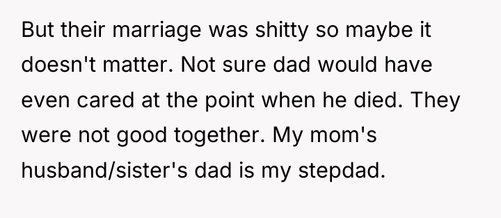 But their marriage was shitty so maybe it doesn't matter....