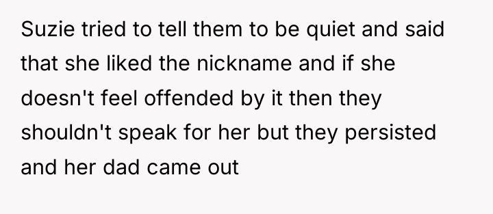 Suzie tried to tell them to be quiet and said...