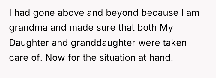I had gone above and beyond because I am grandma...
