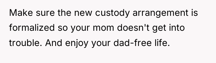 Make sure the new custody arrangement is formalized so your...