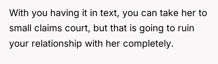 With you having it in text, you can take her...