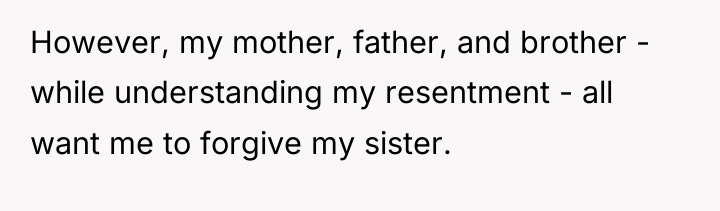 However, my mother, father, and brother - while understanding my...