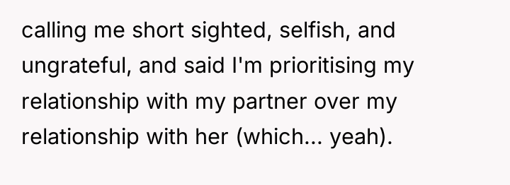 calling me short sighted, selfish, and ungrateful, and said I'm...