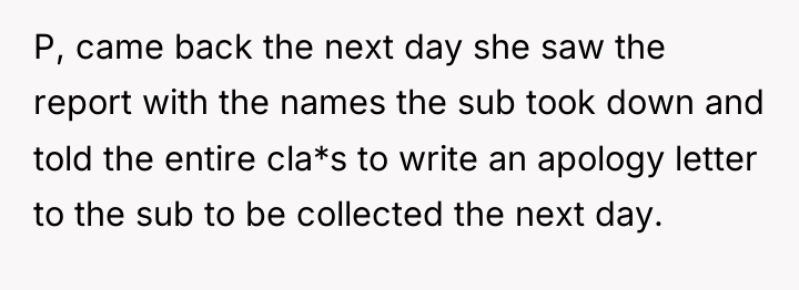 P, came back the next day she saw the report...