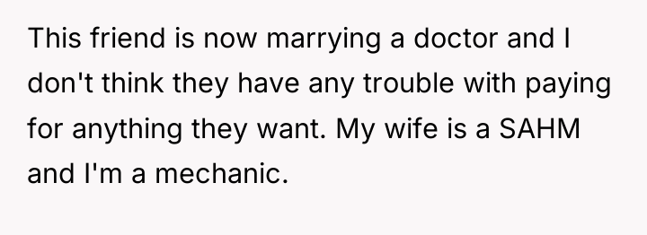This friend is now marrying a doctor and I don't...