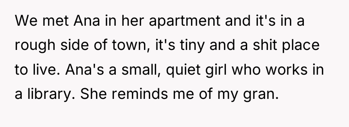We met Ana in her apartment and it's in a...