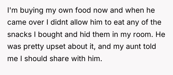 I'm buying my own food now and when he came...