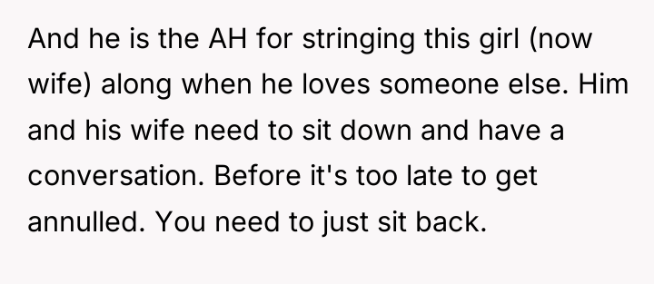 And he is the AH for stringing this girl (now...