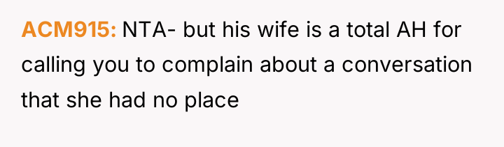ACM915 NTA- but his wife is a total AH for...