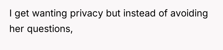 I get wanting privacy but instead of avoiding her questions,