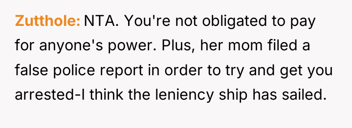 Zutthole NTA. You're not obligated to pay for anyone's power....