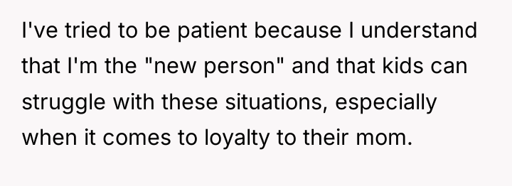 I've tried to be patient because I understand that I'm...