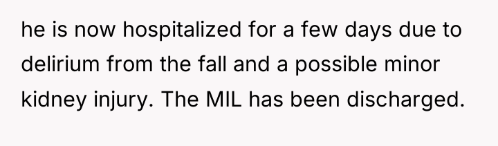 he is now hospitalized for a few days due to...