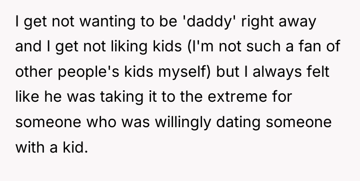 I get not wanting to be 'daddy' right away and...