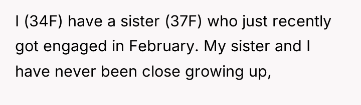 I (34F) have a sister (37F) who just recently got...