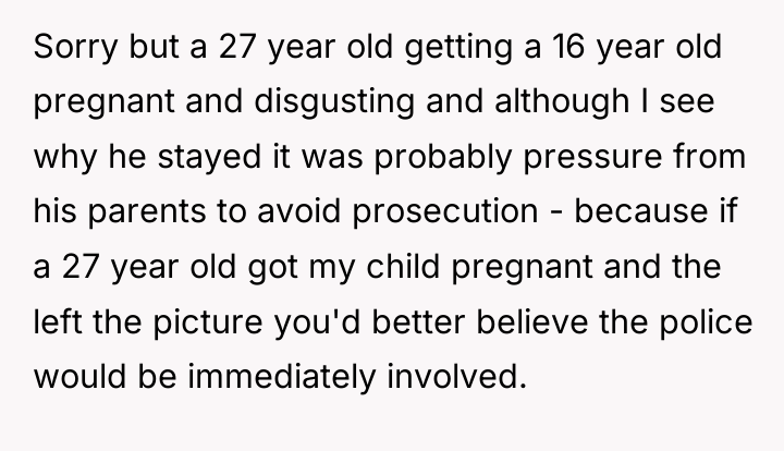 Sorry but a 27 year old getting a 16 year...