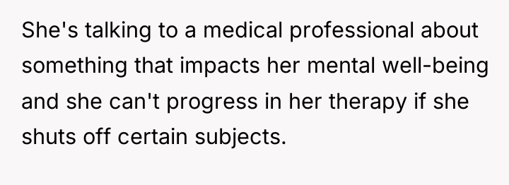 She's talking to a medical professional about something that impacts...
