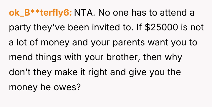 ok_B**terfly6 NTA. No one has to attend a party they've...